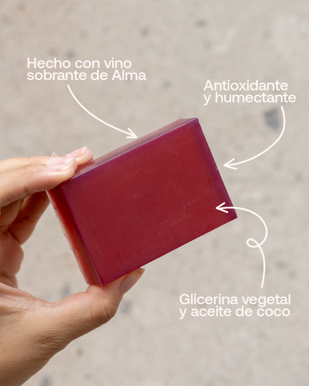 Jabón natural de vino tinto reciclado